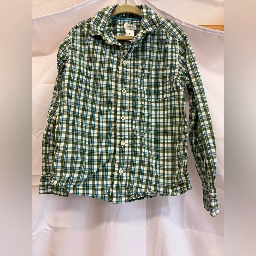 Carter's Plaid Shirts - Navy and Green - Picture 6 of 7